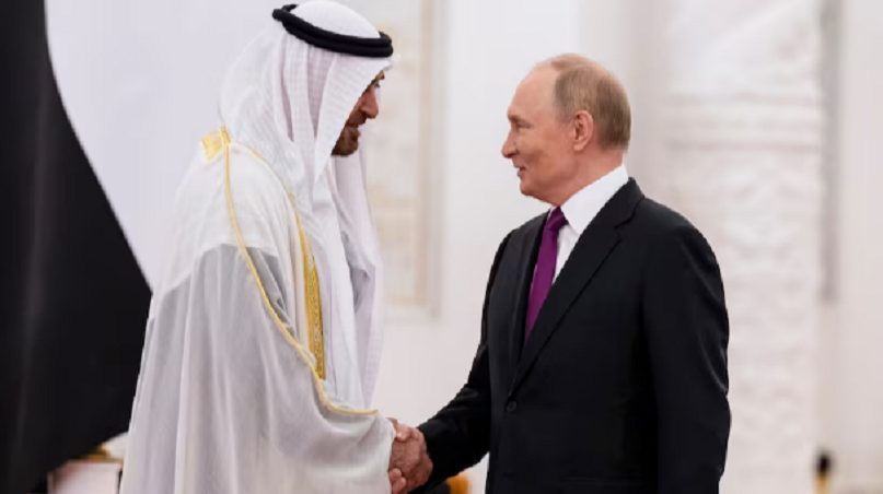 President Sheikh Mohamed and Russia's President Vladimir Putin. UAE Presidential Court