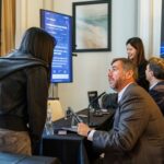 VoxNexus demonstrates live on-device speech recognition at the MediaTek Dimensity 9600 launch in Madrid on Oct. 19, 2026. Spanish and English conversations were transcribed in real time on the phone, with no cloud connection. (Photo: VoxNexus)